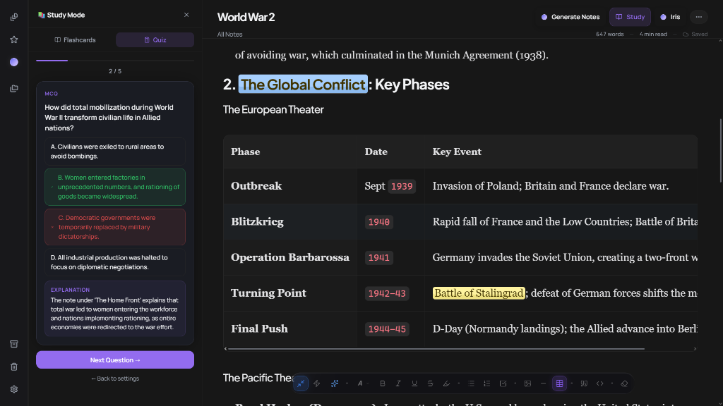 Notesify Study Mode Flashcards and Quizzes